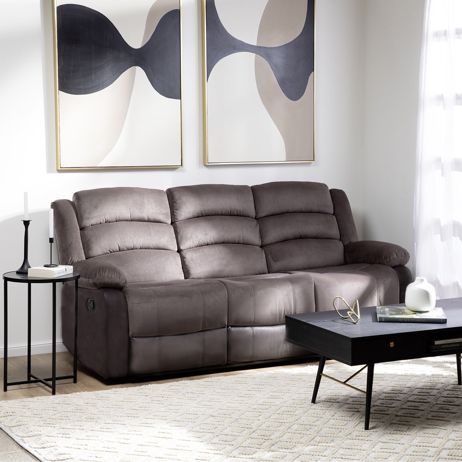 Daniels - Sofá 3 Cuerpos Reclinable Moderno Café New Martell 8040sffbr