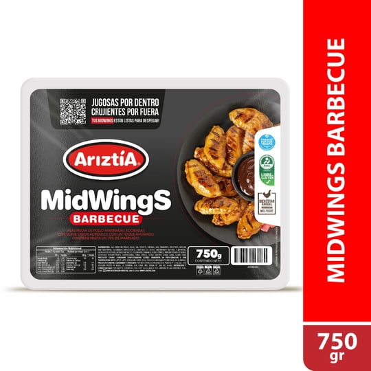 Pollo Alas Midwings Barbecue Envasado 750 g Ariztia