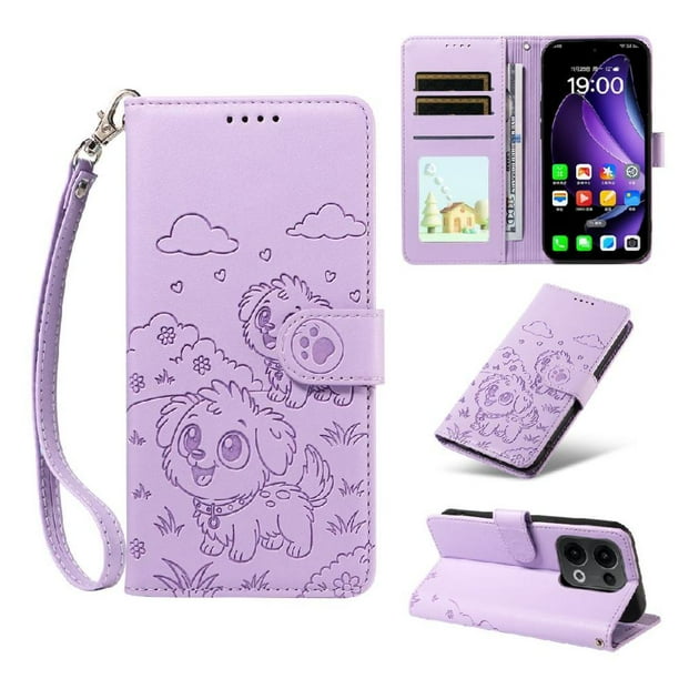 Funda Billetera FOXDOCK Compatible con OPPO Reno 13 5G, Diseño Perrito Tierno, Ranuras para Tarjetas y Soporte Plegable