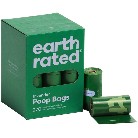 Bolsas para excrementos de perro, con calificación de la Tierra, 270 unidades, con aroma a lavanda