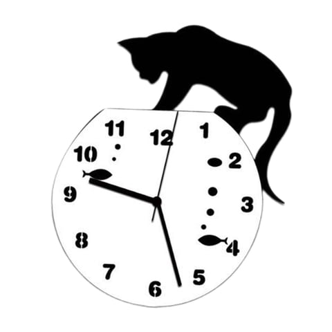 Bothyi - Reloj De Pared Con Estilo De Dibujos Animados Acrílico Reloj De Pared Para Niños Para Dormitorio Baño Hogar Pescado