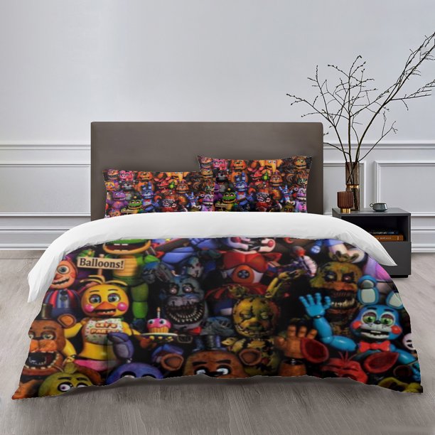 Five Nights at Freddy's Bedding Sets Bed Cartoon Duvet Cover Lightweight 3 Piece Bet Sets for Kids Boys Girls