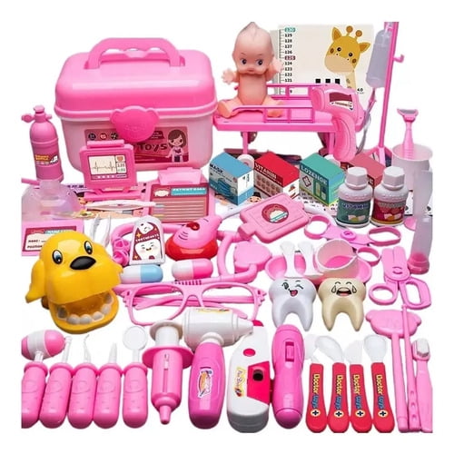 Set Médico Juguete 63 Piezas Niños Doctora Maletín Rosa