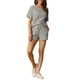 thumbnail image 2 of INSPIRE CHIC Conjunto de Descanso de Tejido Waffle para Mujer, Pijama de Manga Corta con Bolsillos, Mezcla de Algodón Suave para Primavera Verano M Gris, 2 of 6