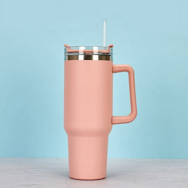 1pc 40oz Straw Tumbler, Reusable Vacuum Tumbler With Straw, Insulated Double Wall Stainless Steel Cup Handle And Vacuum Flask, Handy Cup, Teacher Appreciation Gifts