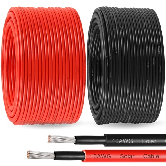 Cable para panel solar MOOKEERF, 10 AWG, 250 pies, cobre estañado negro y rojo