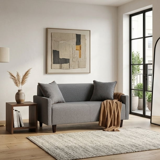Sofá Living 2 Cuerpos Moderno Gris Claro 157X80 Lisboa