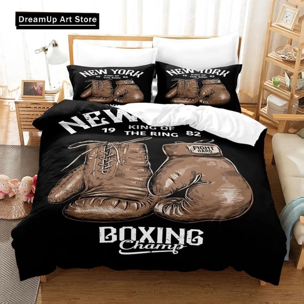 x1125 Bed Sheets Boxing Bedding Set Duvet Cover Bed Set Quilt Cover Twin Size Boys Adult Home Textile Decor 3-Piece Bedding Set (1 Duvet Cover + 2 Pillow Shams) nj1125
