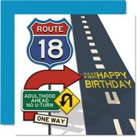 Tarjeta De Felicitación Stuff4 Route 18 Happy 18 Birthday 5.7 Pulgadas