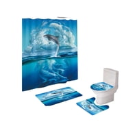 Mylhogar - Set De Baño 5 Piezas Cortina Mas Alfombras Mas Forro De Ducha