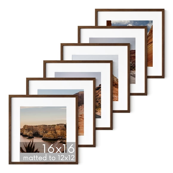 Marcos de fotos HAUS AND HUES de madera de nogal 40 × 40 cm (16 × 16 pulg.) – juego de 6