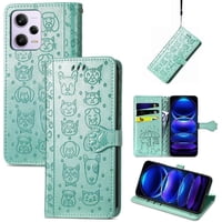 Funda Cartera Foxdock Para Xiaomi Redmi Note 12 Pro 5G , Flip Pu Con Relieve De Gatos Y Perros, Tarjetero Y Soporte