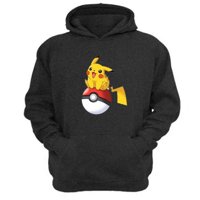 Genérico - Polerón Canguro Pokemón Gris Oscuro Talla Xs Unisex