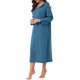thumbnail image 4 of INSPIRE CHIC Bata con Capucha para Mujer con Cremallera, Manga Larga, Largo Completo, Sudadera, Camisón con Bolsillos, Vestido de Estar Suave M Azul Lago, 4 of 6