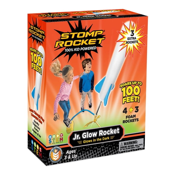 Lanzacohetes Stomp Rocket Jr Glow con 7 cohetes para niños