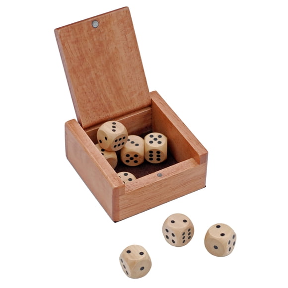 Caja de Dados de Madera con 8 Dados de Madera para Juegos
