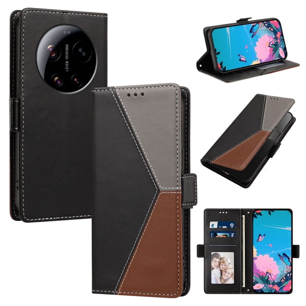 Funda Cartera Tricolor para Xiaomi 17 Ultra 5G con Ranuras, Negro