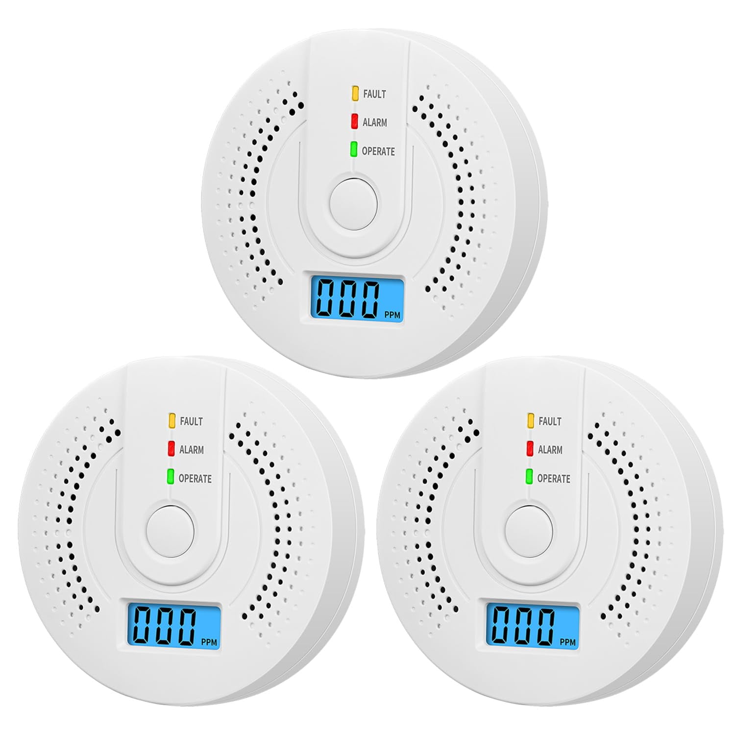 Xusx111 - Detector Digital De Monóxido De Carbono Con Aviso De Pantalla Y Sonido, Indicadores De Falla / Alarma / Operación, Alimentado Por Batería, Sensor Cumple Con Los Estándares Para El Hogar (3 /