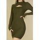 thumbnail image 4 of Vestido Mini Ajustado De Manga Larga Con Abertura Frontal Acanalada, 4 of 5