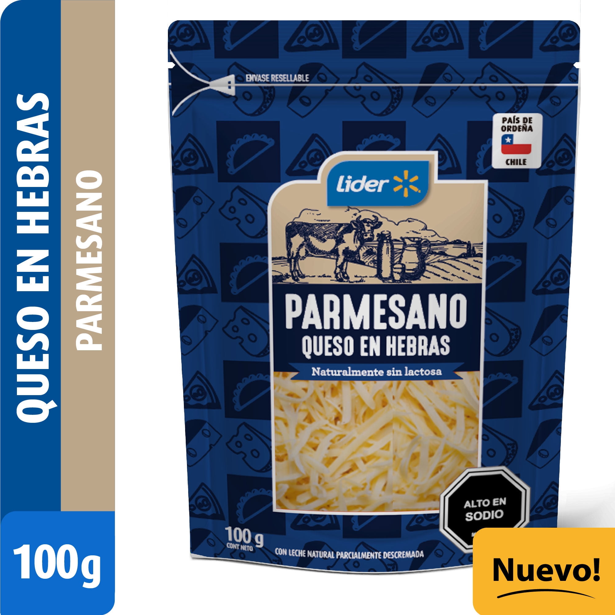 Queso Parmesano En Hebras 100 g Lider