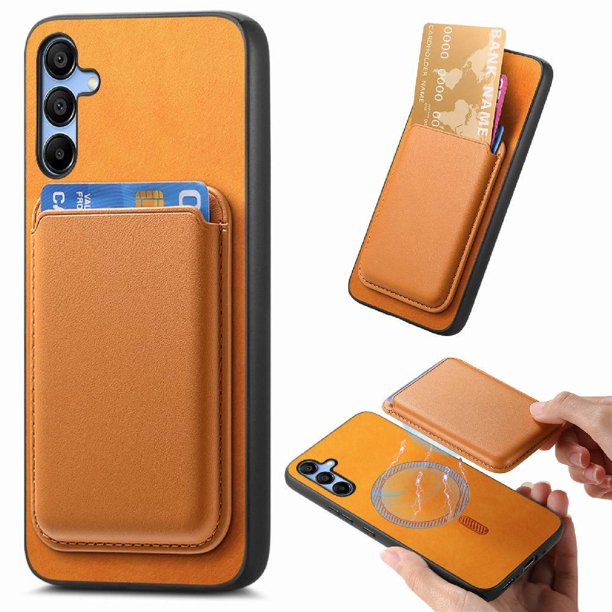 Funda de Cuero Magnética con Tarjetero para Samsung Galaxy A16 Cubierta Delgada Amarillo