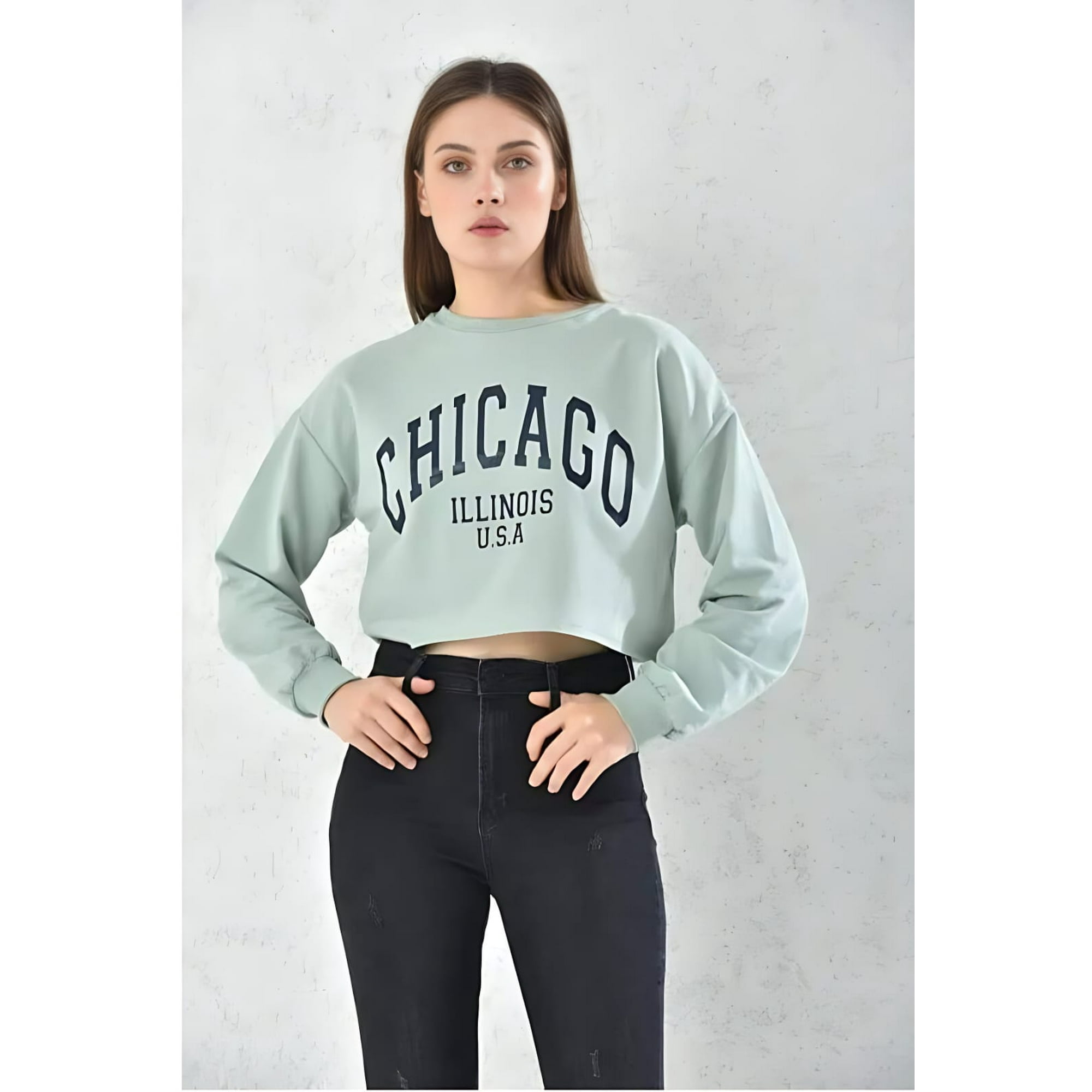 Home Fashion - Poleron Crop Mujer Verde Talla M