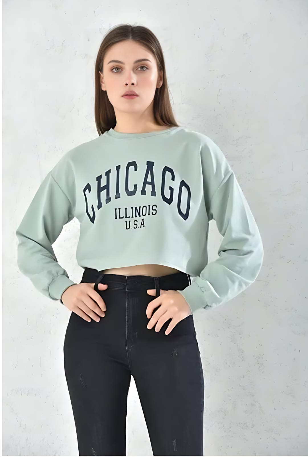 Home Fashion - Poleron Crop Mujer Verde Talla M