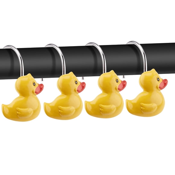 Ganchos de cortina de ducha AGPTEK 12 uds Patito amarillo de resina