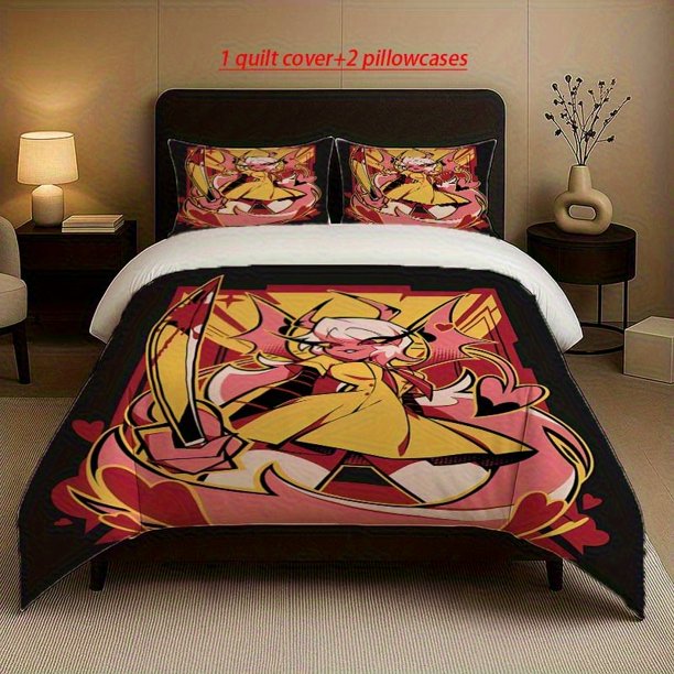 The Hell Inn Waji Demon Swordsman Themed Bedding Set Includes a Duvet Cover And Two Pillowcases