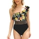 thumbnail image 1 of Traje de baño de una pieza para mujer, con un hombro al descubierto, elástico, transpirable, para fiesta en la playa., 1 of 6