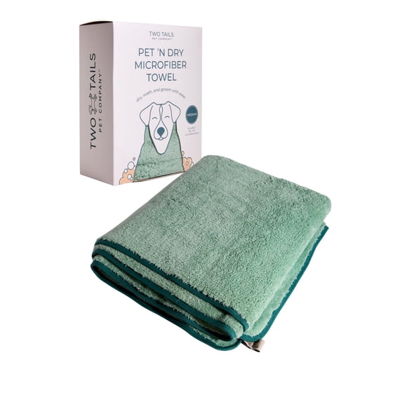 Toalla para mascotas Two Tails Pet N’ Dry de microfibra, tamaño mediano