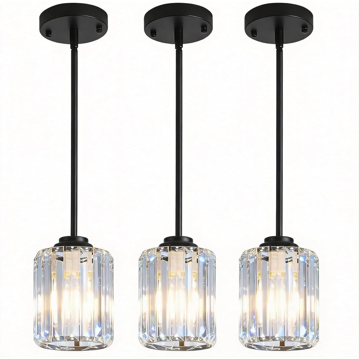 Lampara Colgante Puamubua 3 Pack Cristal Negra E26 Ajustable