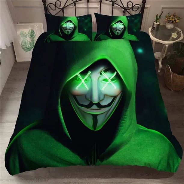 ed Anonymus with Mask Bedding Set Boys Girls Duvet Cover Pillowcase Bed Kids Adult Home Textileextile