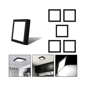 Genérico - 5 Foco Plafon Sobrepuesto Cuadrado 12W Luz Fria Borde Negro