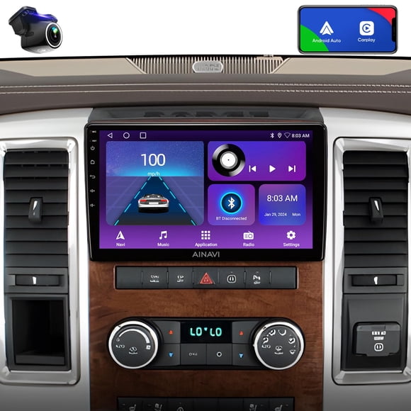 Estéreo para auto AINAVI de 10" con pantalla táctil y CarPlay inalámbrico para Android