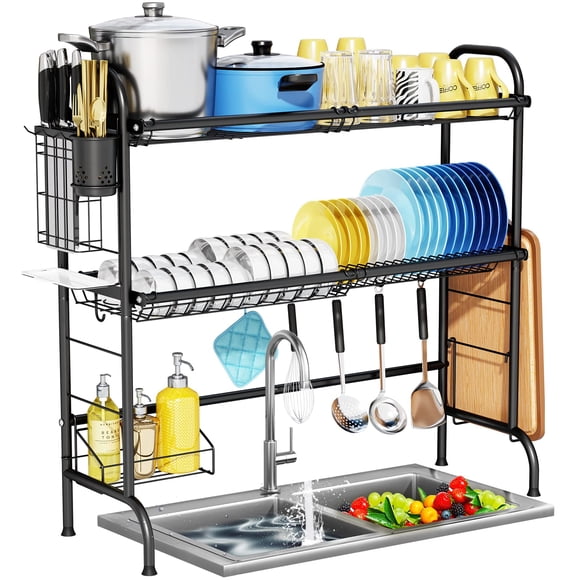 Estante para secar platos sobre el fregadero HOWDIA de acero inoxidable de 3 niveles