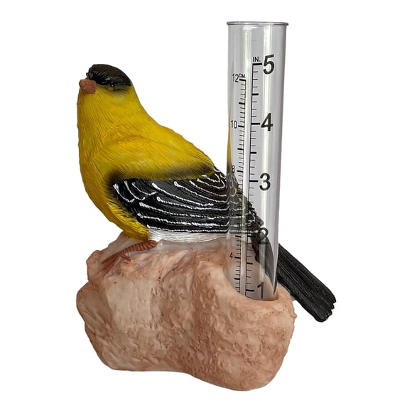 Pluviómetro decorativo Goldfinch de resina para exterior 13 cm