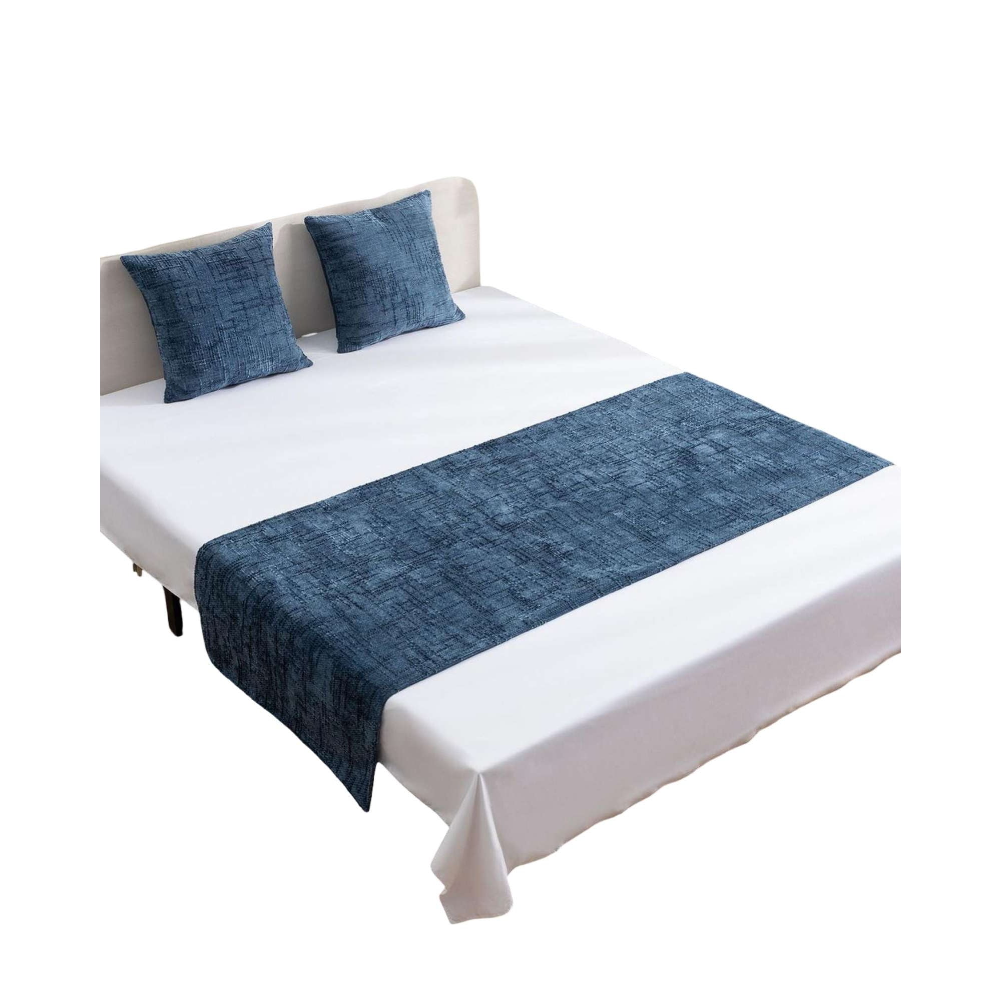 M&l Todo Para El Hogar - Piecera Mas 2 Fundas Modelo Chenille Azul