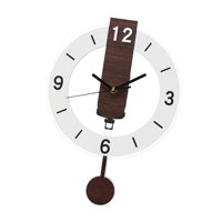 Magideal - Reloj De Pared Con Péndulo, Decoración Del Hogar, Silencioso, Fácil De Leer, Adorno Acrílico Para Sala De Estar, Oficina, Regalo Para Familiares Y Blanco