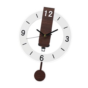 Magideal - Reloj De Pared Con Péndulo, Decoración Del Hogar, Silencioso, Fácil De Leer, Adorno Acrílico Para Sala De Estar, Oficina, Regalo Para Familiares Y Blanco