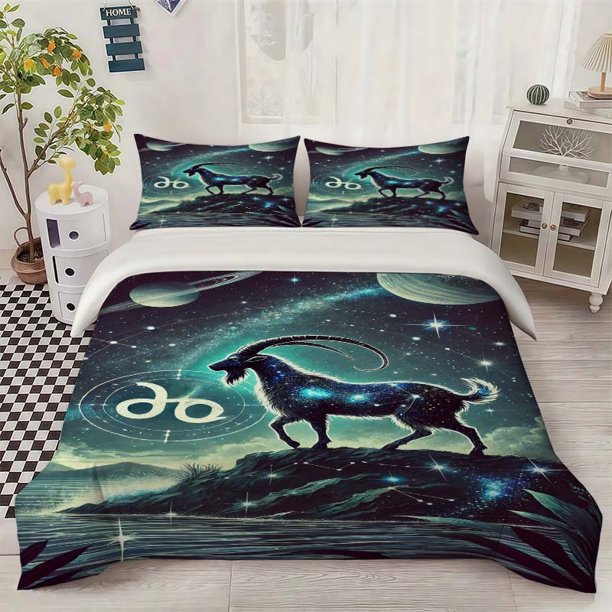 Capricorn Goat Themed Bedding Set Duvet Cover and Pillowcase Set