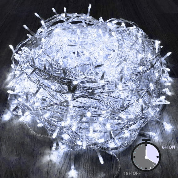 Cadena de luces navideñas KAQ, 115 pies, 300 LED, color blanco frío