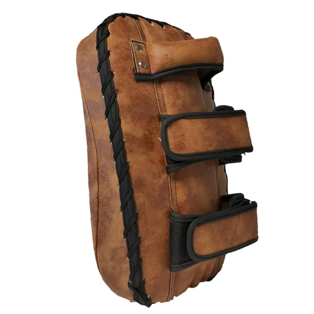 Guantes de boxeo de enfoque curvo para Kick Boxing, saco de boxeo de cuero PU, almohadillas de boxeo, almohadilla de mano para competición, MMA, Marron oscuro
