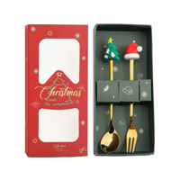 Wakeshome - 2 Cubiertos Navideños Cuchara Tenedor Para Decoración Mesa