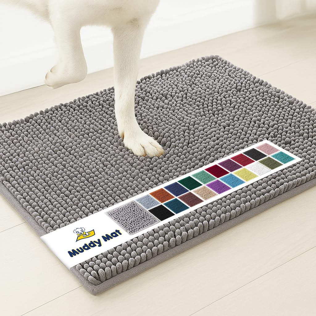 Felpudo Muddy Mat Superabsorbente De Microfibra Gris, 60 X 90 Cm
