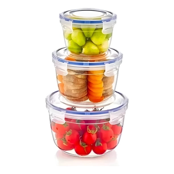 Ttaper 3 Tupper Herméticos de Vidrio Contenedor Taper Comida Cocina | Lider
