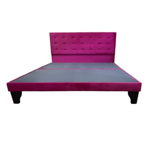Cama 2 Plazas Abotonada Incluye Base Y Respaldo Fucsia Flobal