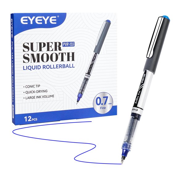 Bolígrafos Rollerball EYEYE 0,7 mm Azul Paquete de 12