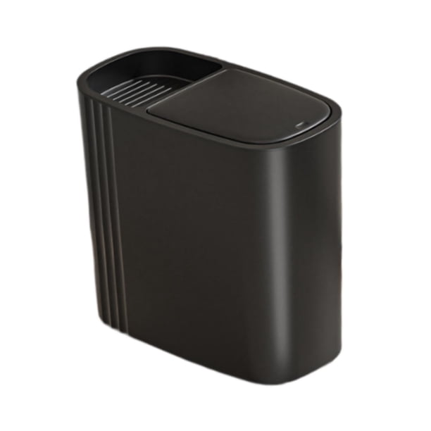 Batio de basura basura contenedor de basura rectangular pequeño compacto con tapa de 12 lides para habitaciones para el baño de la sala del dormitorio negro