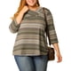 thumbnail image 5 of Agnes Orinda Conjuntos de Halloween para Mujeres Tallas Grandes Tops de Escuela Universitaria Manga 3/4 Blusa Casual Elegante de Punto a Rayas Cuello Asimétrico Camiseta de Moda 5X Verde, 5 of 8